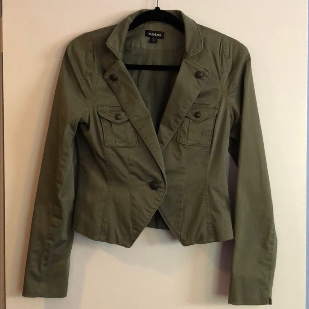 Bebe Olive, Size 8, Jacket, 98% cotton 2% spandex